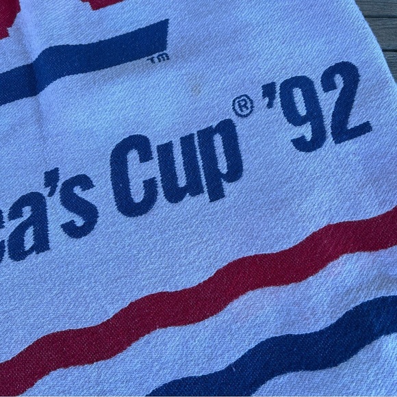 Vintage America’s Cup 1992 Commemorative Woven Throw Blanket 47x63 FLAWED - Picture 5 of 14